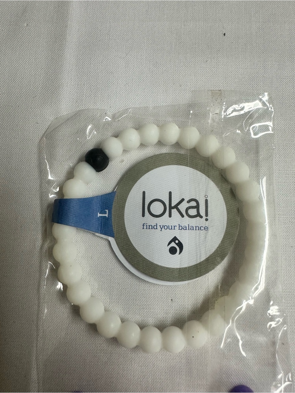 Lokai White Beaded Bracelet with Black Balance Bead